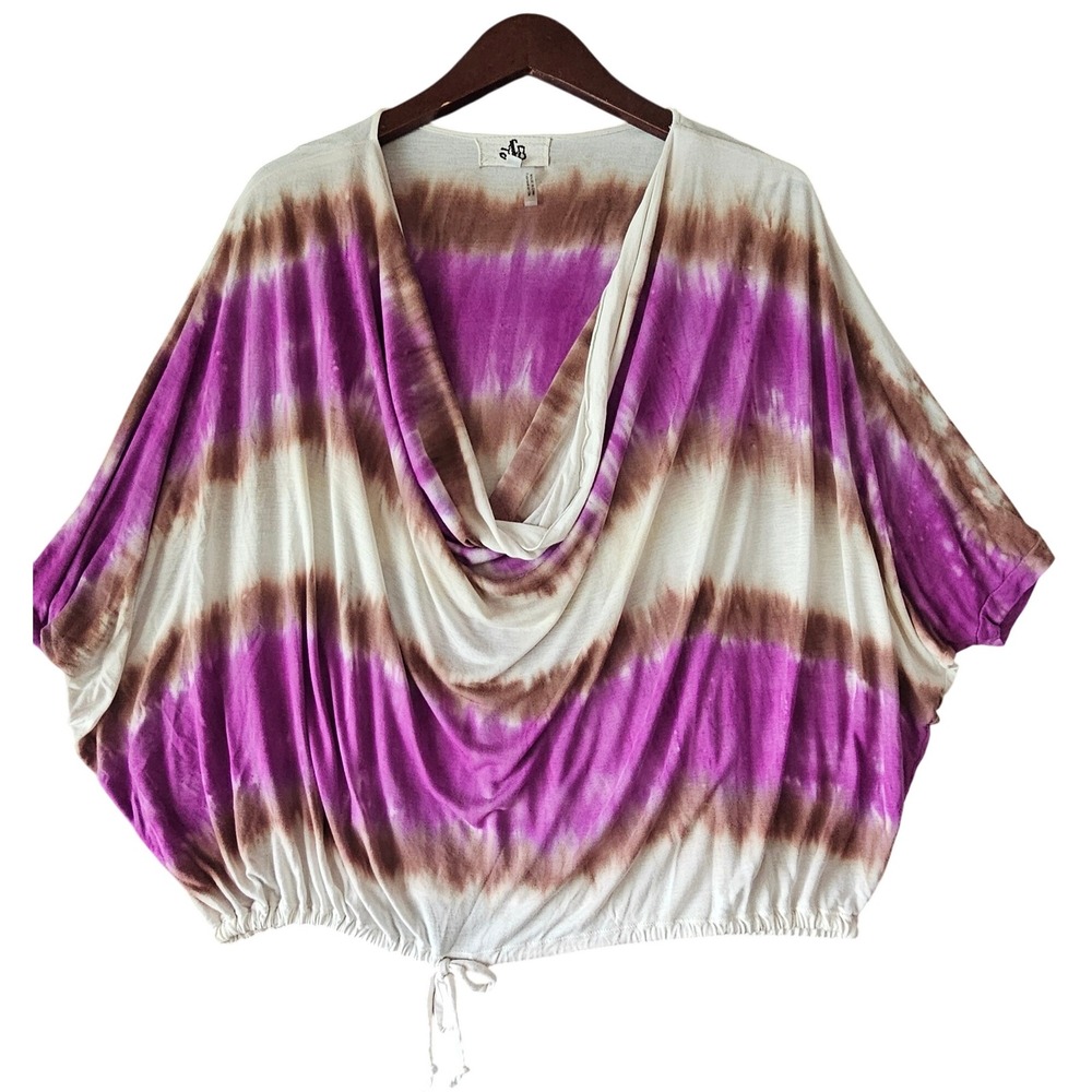 Young Fabulous Broke Tie Dye Dolman Top Cowl Neck Drawstring Hem Blouse Size S